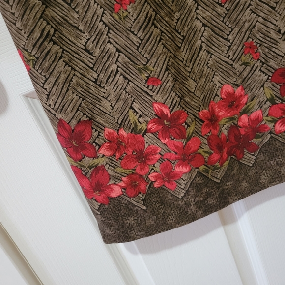 Vintage brown red floral print hem a line midi wrap skirt Tanjay Petites 14 P - Picture 2 of 11